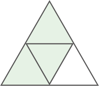 Drei geometrische Dreiecke in verschiedenen Farben, die zusammen ein großes Dreieck bilden.